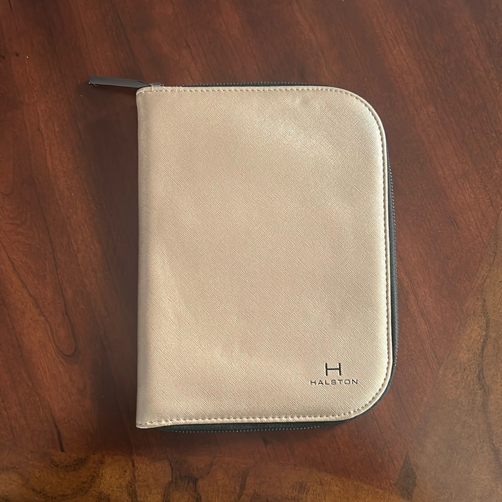 Halston Gold Metallic Travel Jewelry Case